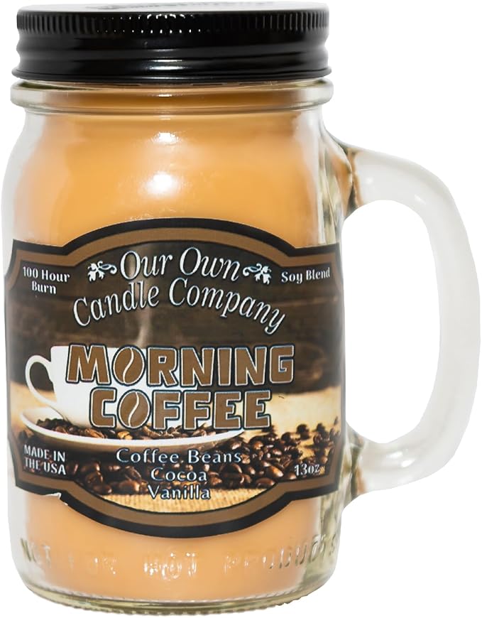 Our Own Candle Company, Morning Coffee Scented Mason Jar Candle, 100 Hour Burn Time, 13 Ounces