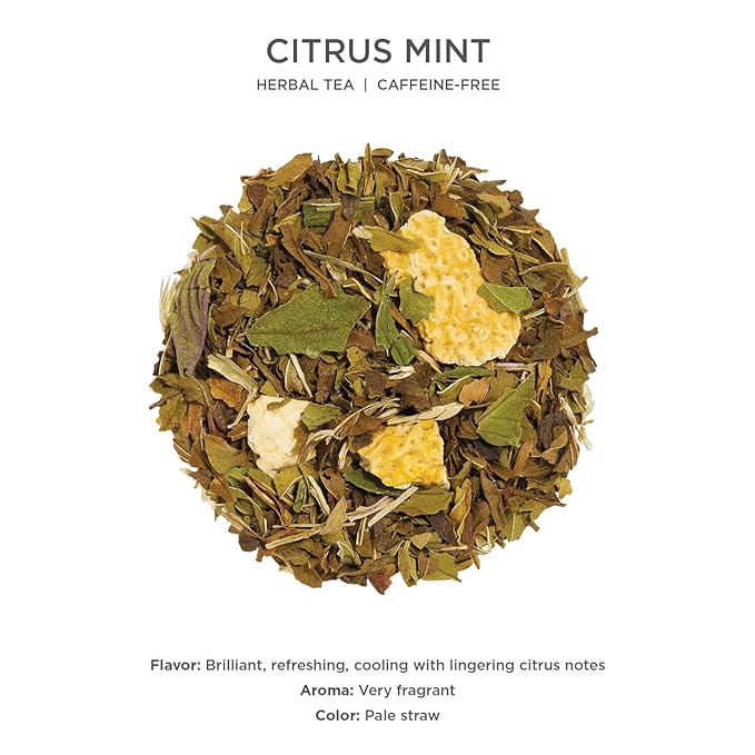 Tea Forte Citrus Mint Premium Loose Leaf Caffeine-Free Herbal Tea Blend Canister, Makes 35-50 Cups