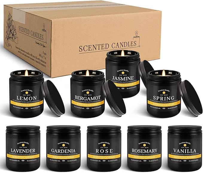 9Pack Candles for Home Scented, Aromatherapy Candles Gifts Set for Men Candles Set, 63 oz 450 Hour Long Lasting Candles,Gifts for Mens Birthday,Christmas,Thanksgiving Anniversary Present