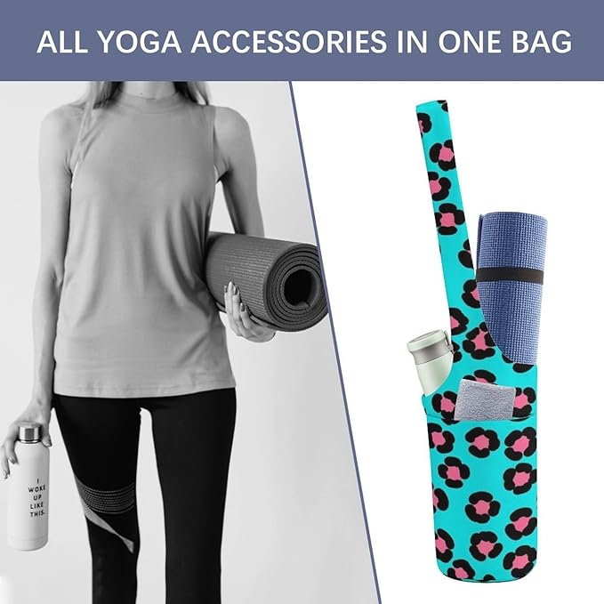 Meaudiwes Stylish Yoga Mat Bag for Women Exercise Mat Holder with Shoulder Strap Yoga Mats Totes Sports Storage Bag