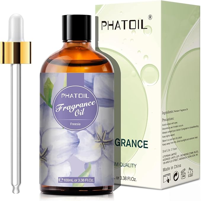 PHATOIL 3.38FL.OZ Freesia Fragrance Oils for Aromatherapy, Essential Oils for Diffusers for Home, Perfect for Diffuser, DIY Candle and Soap Making, DIY Scented Products - 100ml