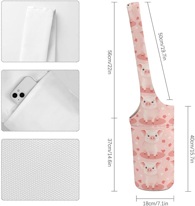 KKdskkds Lovely Pig And HeartYoga Mat Bag Large Opening Long Tote Yoga Mat with Pocket Fit Most Size Mats