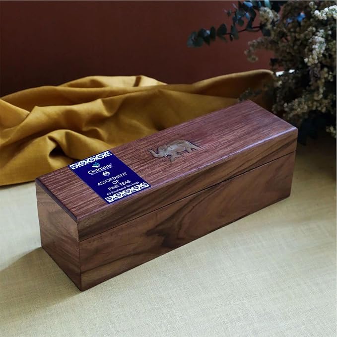 Octavius Gift's Select - Assorted Tea in Wooden Box | 6 Flavors, 60 Tea Bags | Black & Green Tea | Gifts for Women & Men | Pack of 1