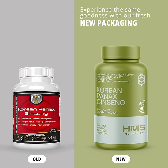 Korean Red Panax Ginseng 2000mg Supplement – 120 Vegan Capsules, Max Strength Ginsenosides, NSF Certified Extract for Energy, Stamina, Focus, Performance & Immune Support