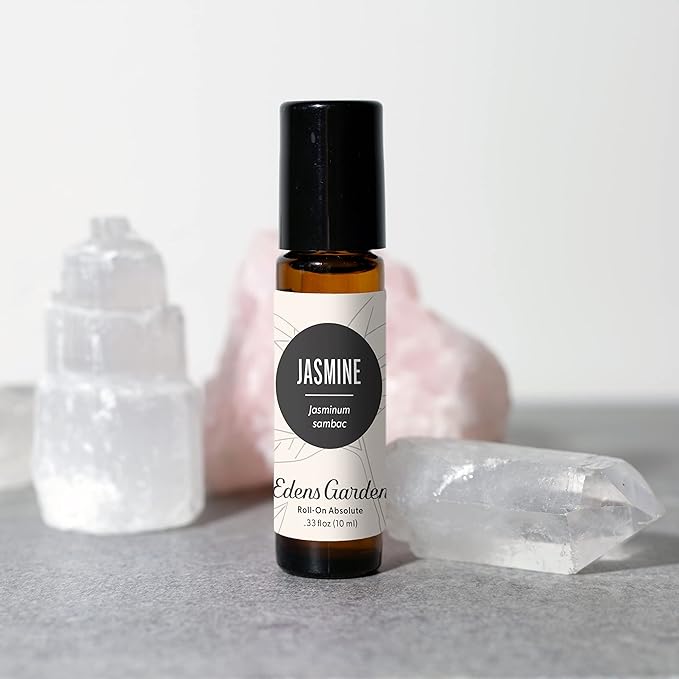 Edens Garden Jasmine- Sambac Absolute Essential Oil Roll-On- 100% Pure Premium Grade, Natural, Therapeutic, Aromatherapy, Kid & Skin Safe, The Best for Body, Health Pre-Diluted 10 ml (.33 fl oz)