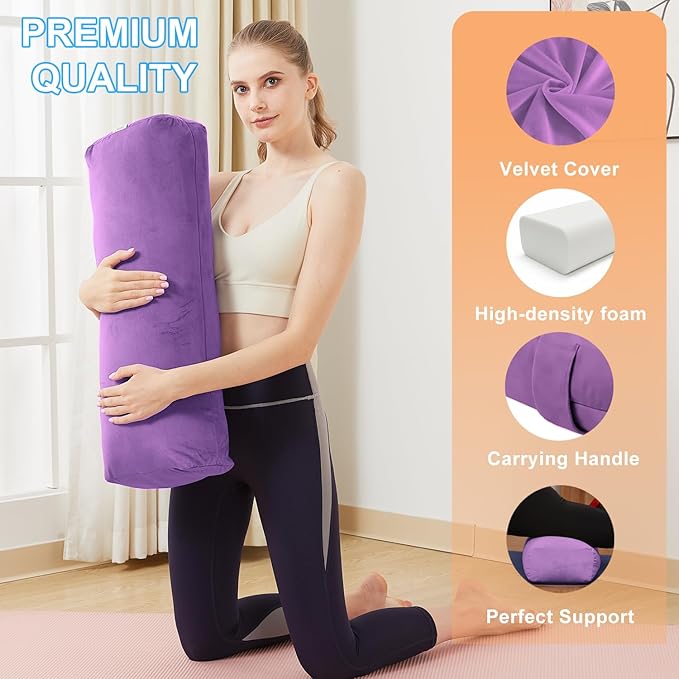 TokSay Rectangular Yoga Bolster Pillow, Meditation Pillow for Yin & Restorative Yoga, Filled with Wasted Sponge