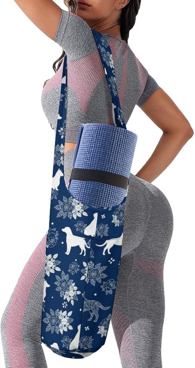 Meaudiwes Stylish Yoga Mat Bag for Women Exercise Mat Holder with Shoulder Strap Yoga Mats Totes Sports Storage Bag
