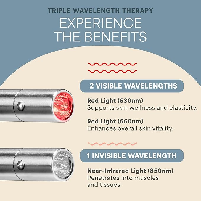 Lifepro Infrared & Red Light Therapy for Body Joints & Muscles Wellness Support, Portable Red Light Therapy Device, Near Infrared Light Therapy for Body & Face - Use 3 wavelengths