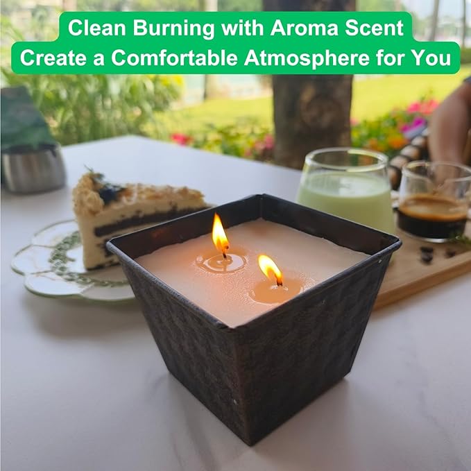 Balsam Fir Candles Pack of 2,Long Burning Sandalwood Lavender Scent Candle,Natural Soy Wax Pine Scented Candles with 2 Wicks,Woody Candle Buckets for Christmas Aromatherapy Candle Set of 2