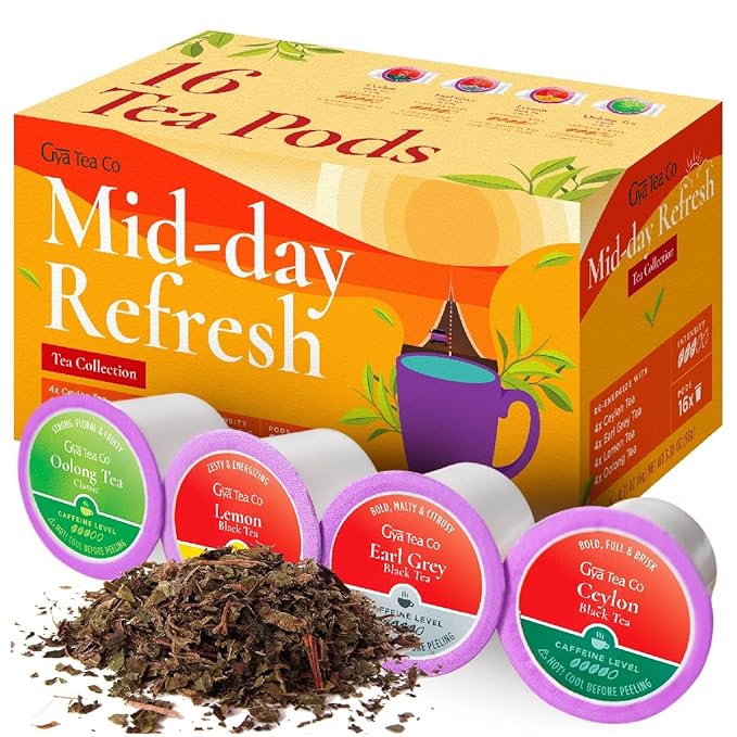 Gya Tea Co Mid-day Refresh Tea Pod Collection Gift Set (16 Count) - Different Flavors Assorted Variety Pack