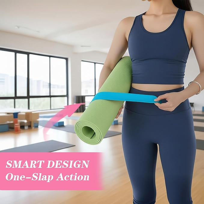 APLZGMG Yoga Mat Strap, One Snap Yoga Mat Slap Band for Keep Mats Tightly Rolled, Elastic One Snap Straps Band