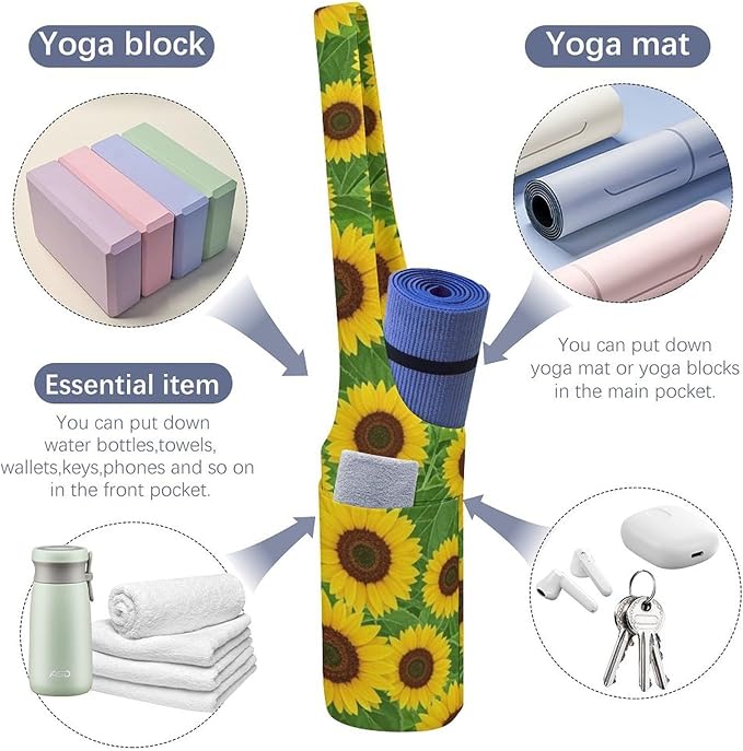 Meaudiwes Large Yoga Mat Bag Fit Most Size for Ladies Yoga Mats Carrier Bags Multi-Functional Exercise Mat Holder Storage Bag