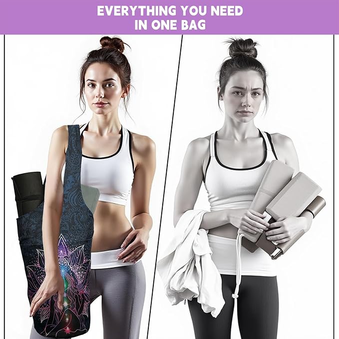 saniwu Yoga Mat Bag Carrier for Women with Side Large Pocket Durable Linen Workout Gym Travel Storage Pilates Mats