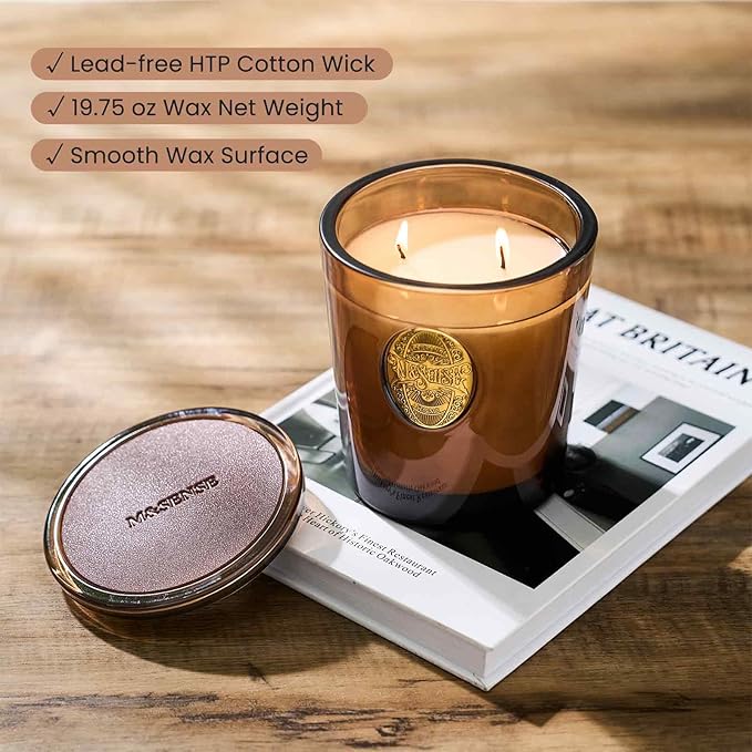 M&SENSE Large Two-Wick Soy Candle | Hot Cocoa & Brown | 19.8 oz, 120H Burn Time | Luxury Scented Candle for Relaxation, Gifting, Home Décor | Ideal for Bedroom, Office, Party Ambiance
