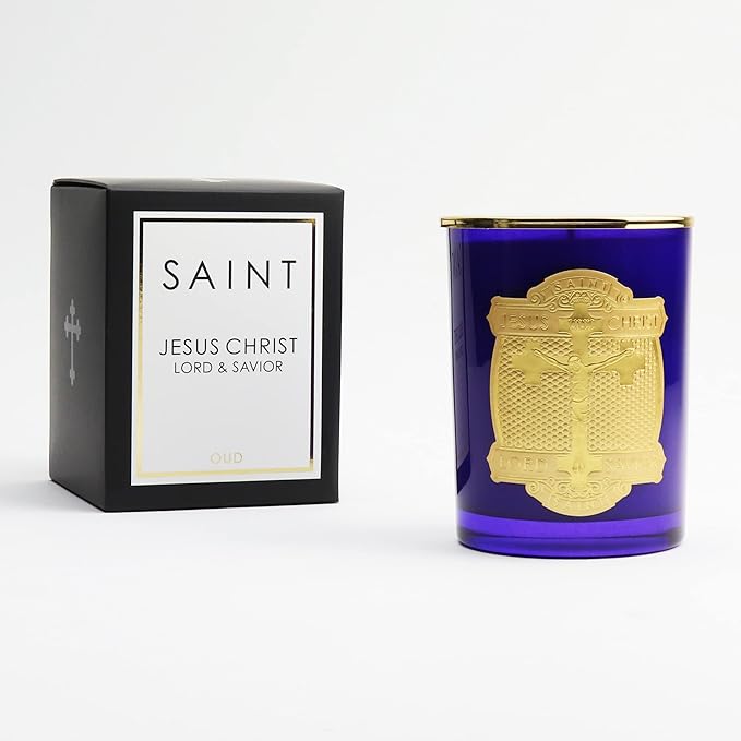 SAINT Lord Savior Jesus Christ Scented Candle with Prayer and Prayer Coin, Soy Coconut Aromatherapy Candle with 80 Hour Burn Time, Special Edition