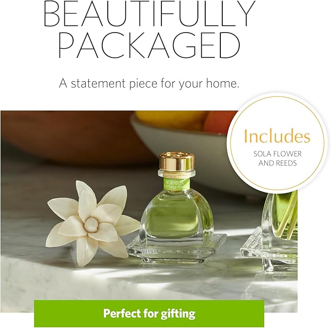 AGRARIA PetiteEssence Flower and Reed Diffuser Set, Hand Crafted Sola Flower Botanical Home Fragrance Set, Scented Oil Gift for All Occasions
