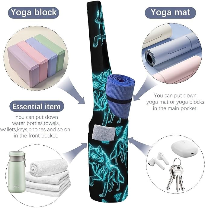Aiyoolee Fashion Yoga Mat Bag with Large Pocket, Long Tote Yoga Bag Fit Most Mats Accessories