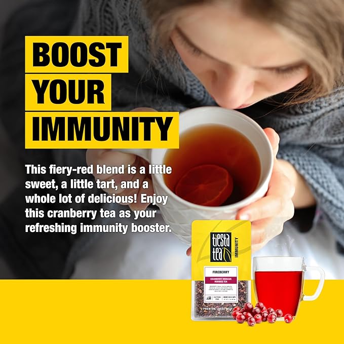 Tiesta Tea - Cranberry Hibiscus Rooibos Tea, Fireberry, Loose Leaf, Herbal Blend with Hibiscus, Cranberry, Currants & Rooibos, Enjoy Hot or Iced, 1.7oz Resealable Pouch, 25 Cups