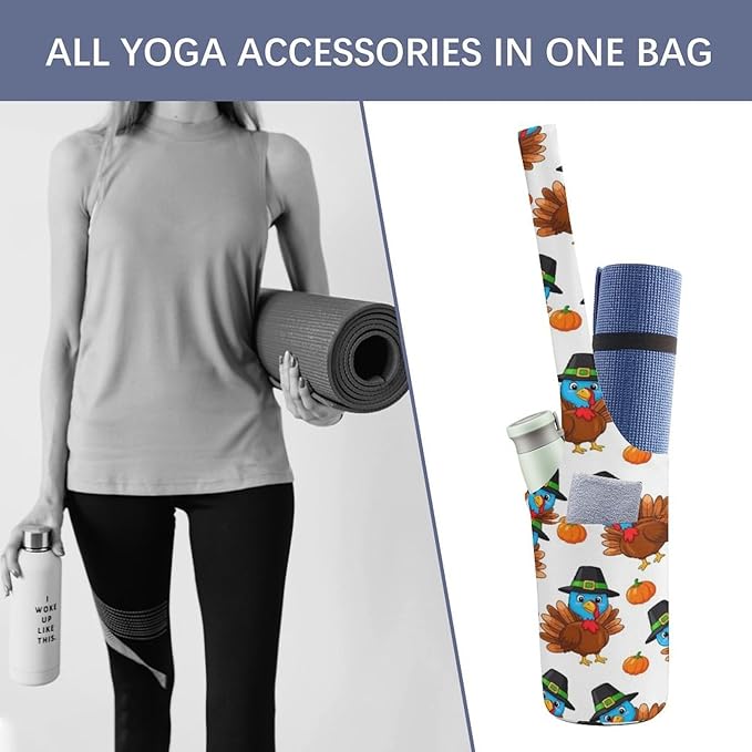 Aiyoolee Yoga Mat Bag with Large Pocket, Strap Bag Carriers for Women