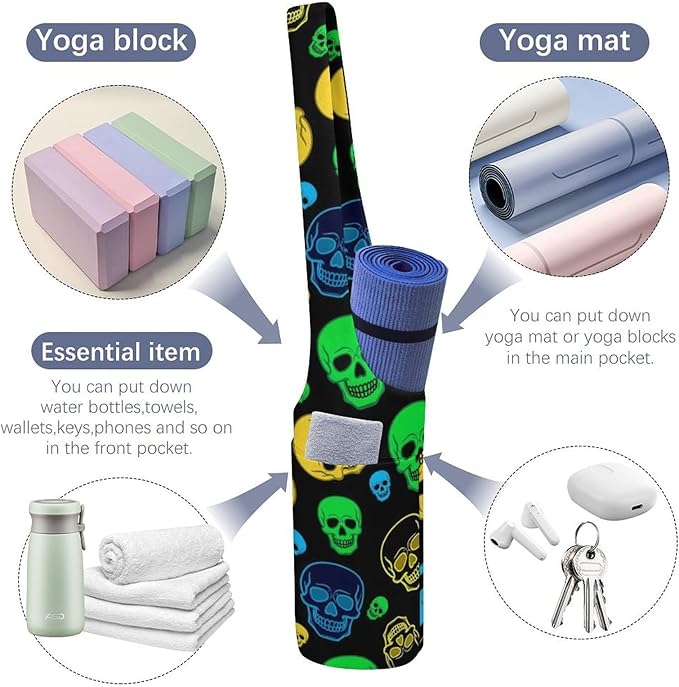 Aiyoolee Spacious Yoga Mat Storage Bag Single Shoulder Portable Carrier with Pocket for Gym Yoga Fitness