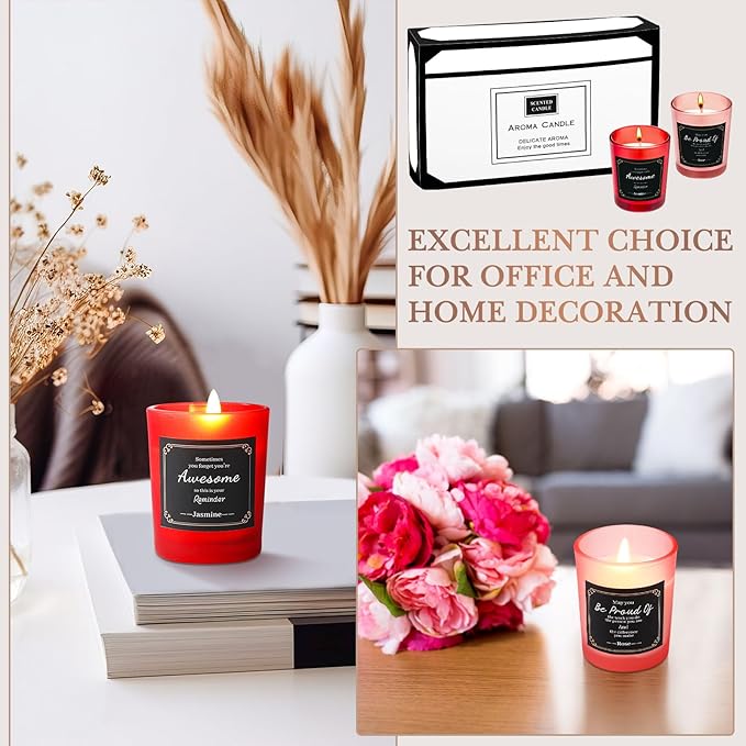 MTLEE 16 Pack Scented Candles Gifts Set Aromatherapy Soy Wax Candles Bulk Scented for Bridesmaid Birthday Valentine Mother's Day Bath Yoga Family Gatherings Festive(Motivational,Multicolor)
