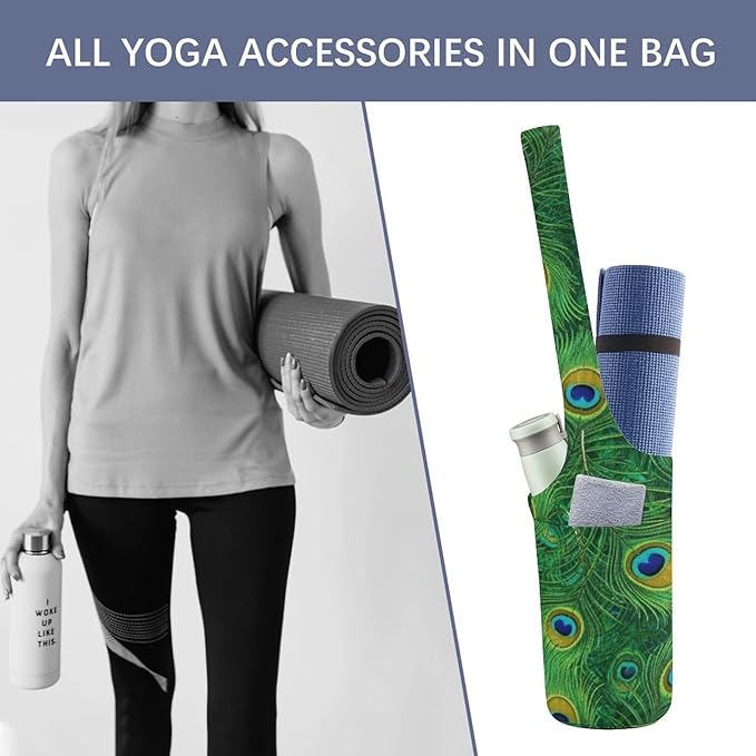 Aiyoolee Yoga Mat Carrier Portable Single Shoulder Strap Bag with Pocket for Gym Yoga Workout Travel