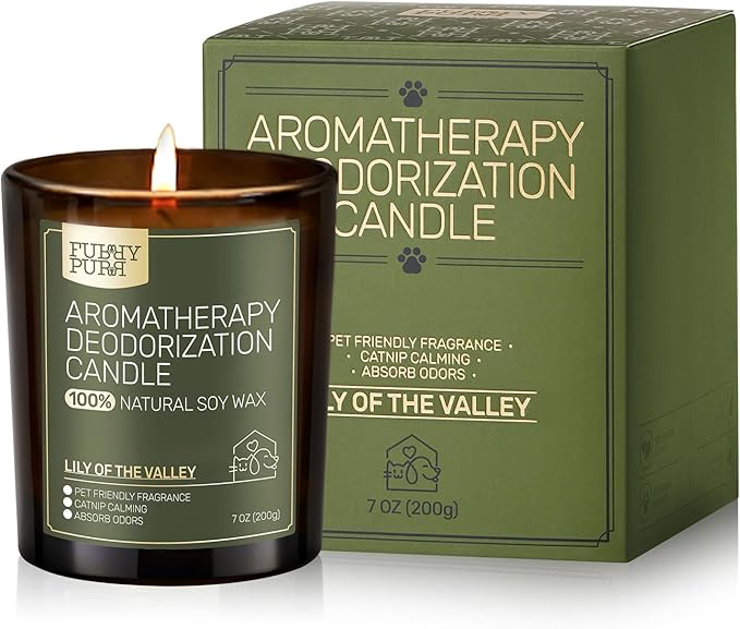 Odor Eliminating Candle, Lily of The Valley Scented Candle, Pet-Friendly Soy Candles, 60 Hours, 7 oz