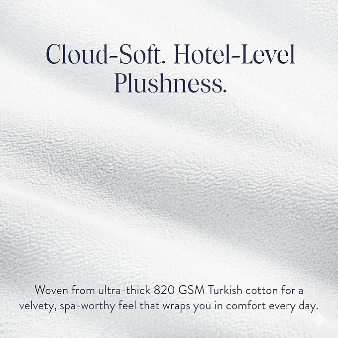 Brooklinen Super-Plush Bath Towel and Hand Towel Set - 2 Bath Towels, 2 Hand Towels - Cotton, Highly Absorbent (White)