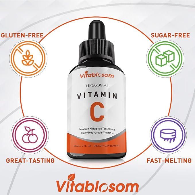 Liposomal Vitamin C 2000mg Liquid for Adults, High Absorption VIT C, Maximize Vitamin C, Immune System & Antioxidant Support, 60ML (1 Bottle)