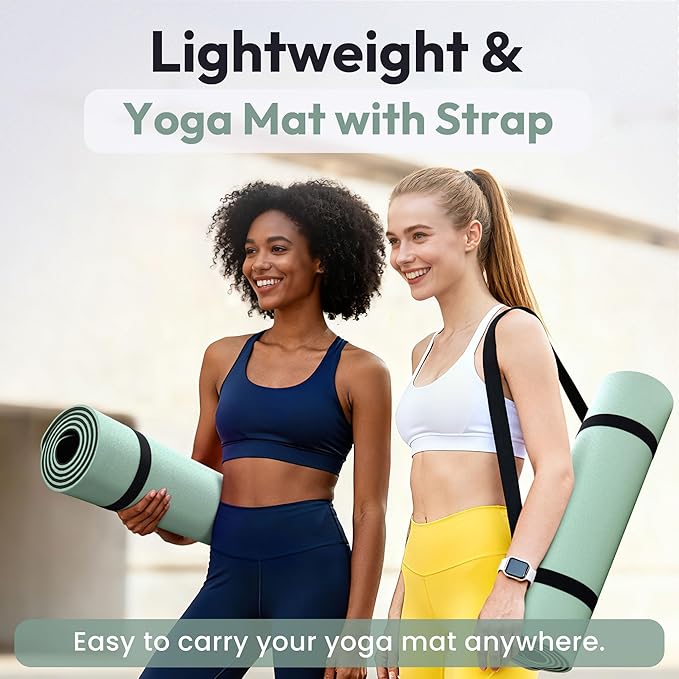 Umineux Yoga Mat Non Slip, 6MM (1/4") Yoga Mat Strap, POE Yoga Mats for Women Men, 72"x24", Great for Workout, Yoga, Pilates, Fitness & Floor Exercises