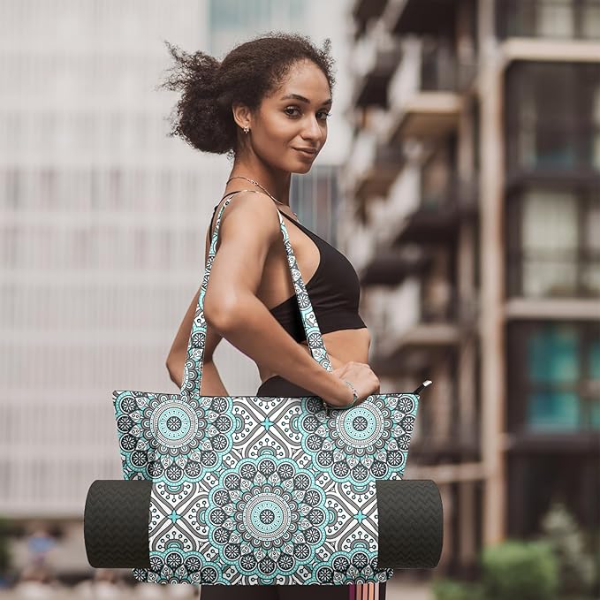 Adalore Women's Yoga Bag with Yoga Mat Carrier - Large Mat Pocket Fitness Tote for Pilates, Gym, Travel, Office & Beach