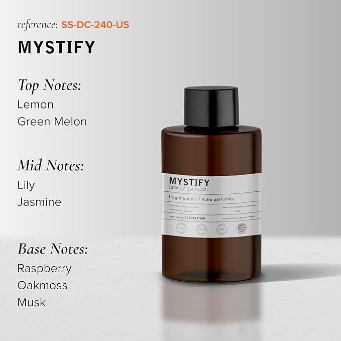 Essential Oils for Diffusers for Home - Mystify 3.4 Fl Oz - Aromatherapy Diffuser Oil - Long Lasting Hotel Collection Diffuser Oil - Oils for Diffuser - Made in USA