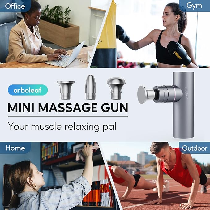 arboleaf Massage Gun Deep Tissue with Metal Head, Full-Metal Electric Portable Hand Held Massager Gun with Case for Back, Body Sore Muscles, Pain Relief, Gifts for Dad, Office, Home, Athletes