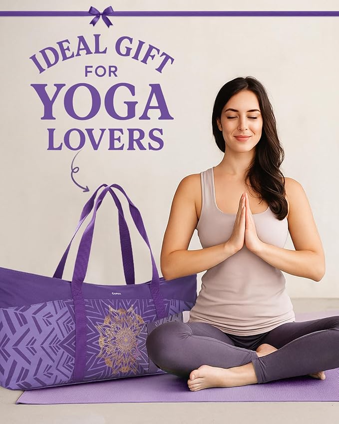 Gonex Yoga Mat Bag, Extra Large Canvas Gym Bag with Waterproof Pocket Metal Zipper, Fits Mat & Blocks, Stylish Yoga Mat Carrier for Women, Ideal for Yoga, Pilates, Workout, Travel