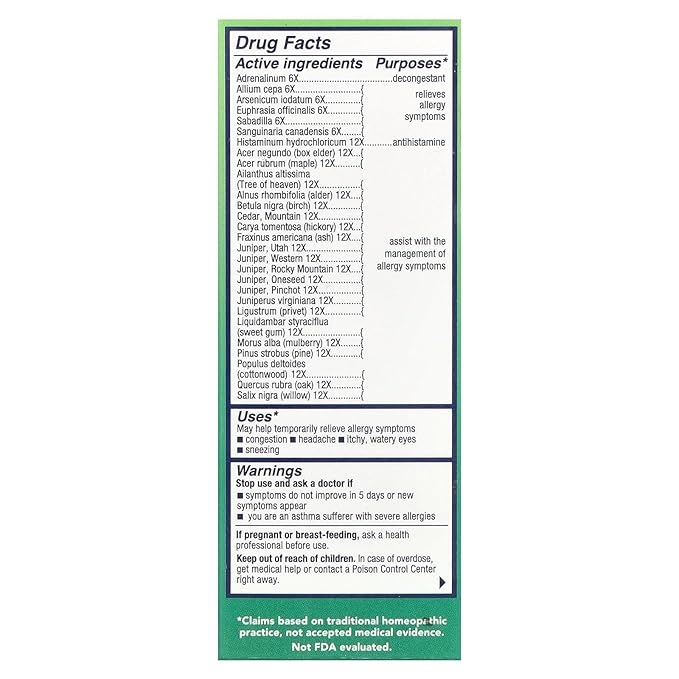 NaturalCare Tree Pollen Homeopathic Liquid Drops by bioAllers, 1 Fl Oz | Cedar Fever | May Help Relieve Sinus Pressure, Congestion, Sneezing, Runny Nose