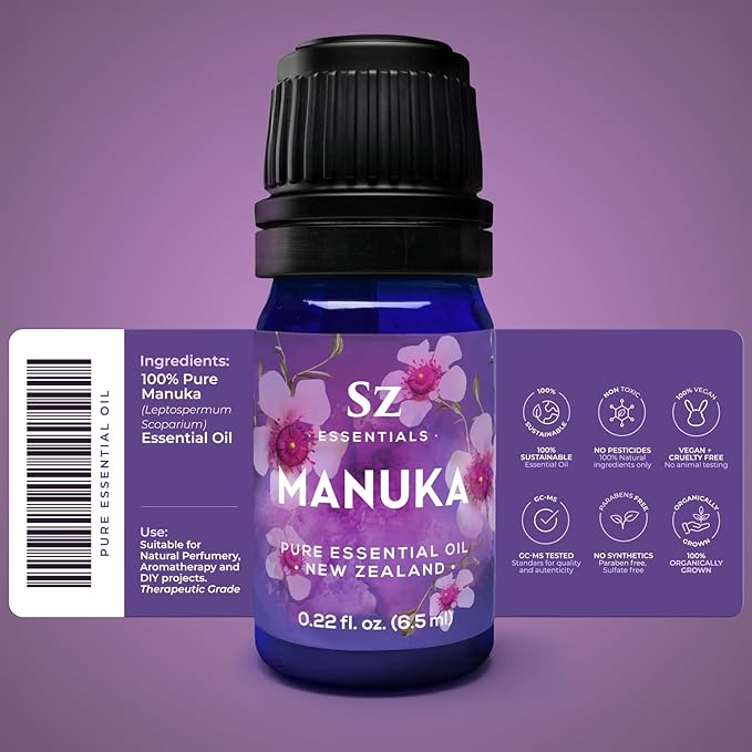 Manuka Essential Oil - New Zealand - 100% Pure and Natural, Undiluted - Promotes Natural Solution for Relaxation with Soothing, Fresh and Earthy Aroma - 0.17 fl oz (5ml)