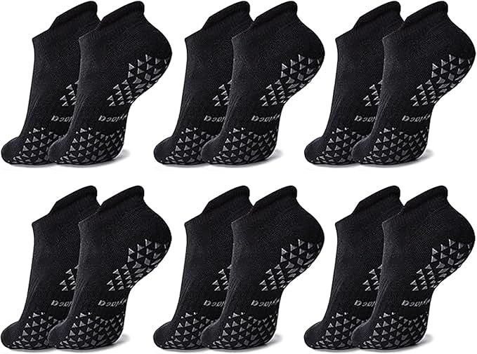 Hylaea Unisex Non Slip Socks with Grip for Yoga, Hospital, Pilates, Barre | Ankle, Cushioned
