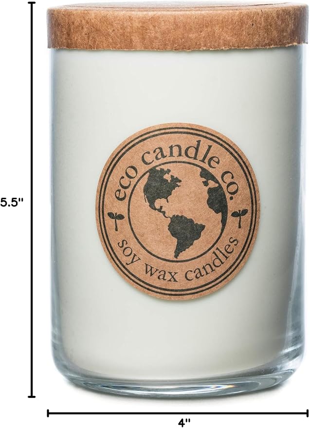ECO CANDLE CO. Recycled Candle, Lemongrass Sage, 26 oz. - Scents of Lemongrass & Sage - 100% Soy Wax, No Lead, Kraft Paper Label & Lid, Hand Poured, Phthalate Free, Made from Midwest Grown Soybeans