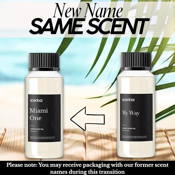 Scentia Miami One Diffuser Oil 120 ml – Aromatherapy Fragrance Oil Inspired by 1 Hotel® Miami Beach – Lemon & Sandalwood Essential Oil Blend for Diffusers – Made in USA – Holiday & Christmas Gift