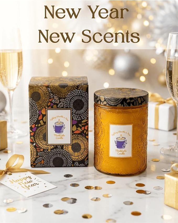 Organic Daisy Cedar Scented Candle - Non Toxic Soy Wax, Large, Aromatherapy Stress Relief, Meditation, Luxurt Room Decor, Christmas Holiday Gifts for Women Men, Long Lasting with 70H Burn Time (14oz)