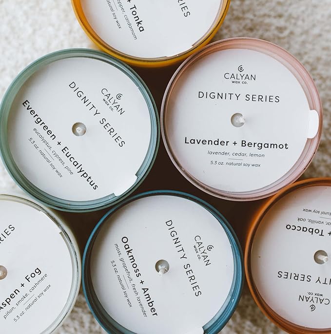 Calyan Wax Co. Dignity Series Scented Candle Gift Set - 6 Scented Candles - 35 Hour Burn - Luxury Non Toxic Soy Wax Candles - Long Lasting Colorful Ceramic Jar Candle for Home - 5.3oz