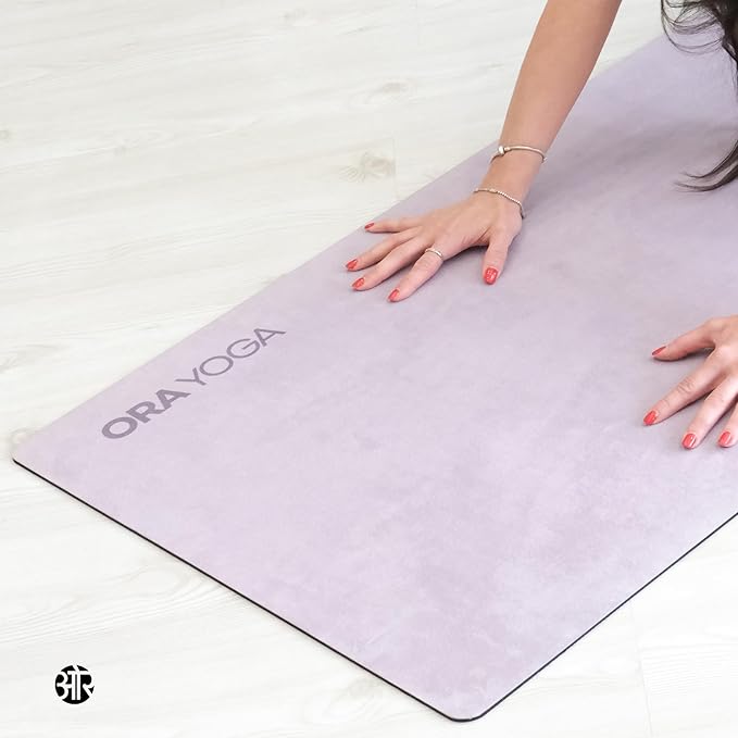 ORA YOGA Non-Toxic Premium Suede Large Workout Mat - 3mm Thick With Strap - Eco-Friendly Exercise Mat for Women & Men - Non-Slip for Pilates, Gym, Home Workout