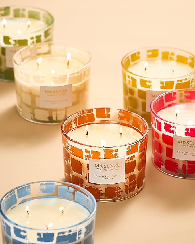 M&SENSE Citronella Scented Candle,11.6oz Natural Non Toxic Soy Wax for Home, 3 Wick Jar Candle, Up to 60 Hours Burn time, Home Decor Birthday Gifts for Women and Men