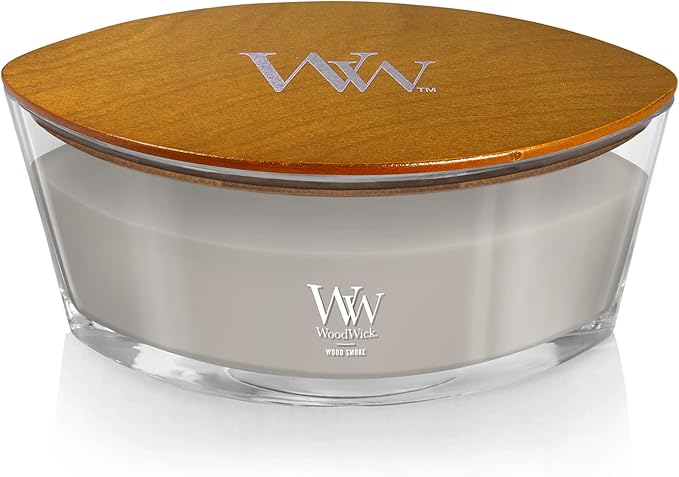 WoodWick Wood Smoke Holiday Candle Gifts for Women and Men, 16 oz Ellipse Candle with Crackling Wick