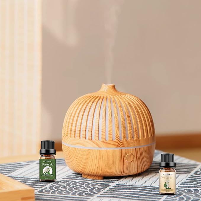 Sedbuwza Gardenia Jasmine Essential Oil Set, Gardenia Fragrance Oil Jasmine Scent Oil Set for Diffuser, Aromatherapy, Massage, Soap, Candle Making 2 x 10 ml