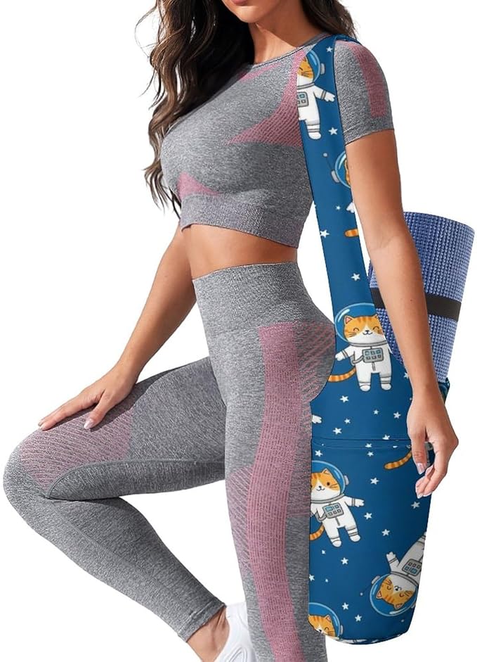 Meaudiwes Stylish Yoga Mat Bag for Women Exercise Mat Holder with Shoulder Strap Yoga Mats Totes Sports Storage Bag