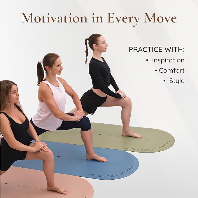 Flaè Athletics Arch-shaped Yoga Mat, Eco PU Rubber, Non-Slip Exercise Mat for Yoga, Pilates, Home Workout & Stretching with Carry/Stretch Strap & Motivational Design