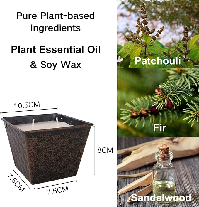 Balsam Fir Candles Pack of 2,Long Burning Sandalwood Lavender Scent Candle,Natural Soy Wax Pine Scented Candles with 2 Wicks,Woody Candle Buckets for Christmas Aromatherapy Candle Set of 2