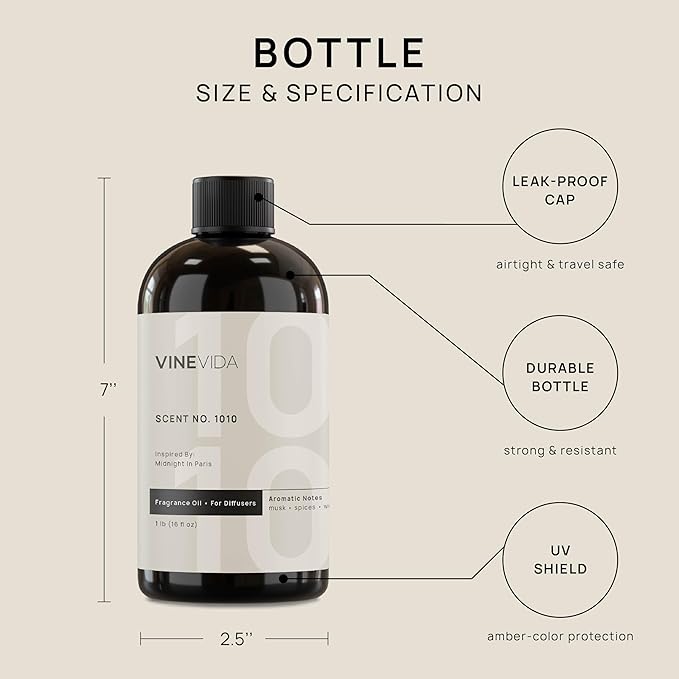 VINEVIDA (16oz) Hotel Fragrance Collection Diffuser Oil - Hotel Scents Diffusers for Home - Cold Air Diffuser Oil - Hotel Scent Essential Oil - Scent No.1010 Inspired by Hotel Costes