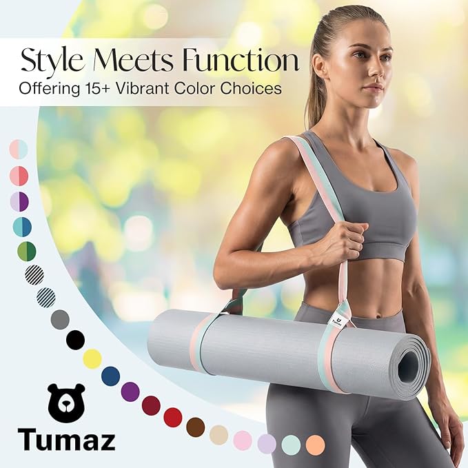 Tumaz Yoga Mat Strap [MAT NOT Included] (2 Sizes) with Extra Thick & Comfy Delicate Texture, Adjustable Yoga Mat Carrier